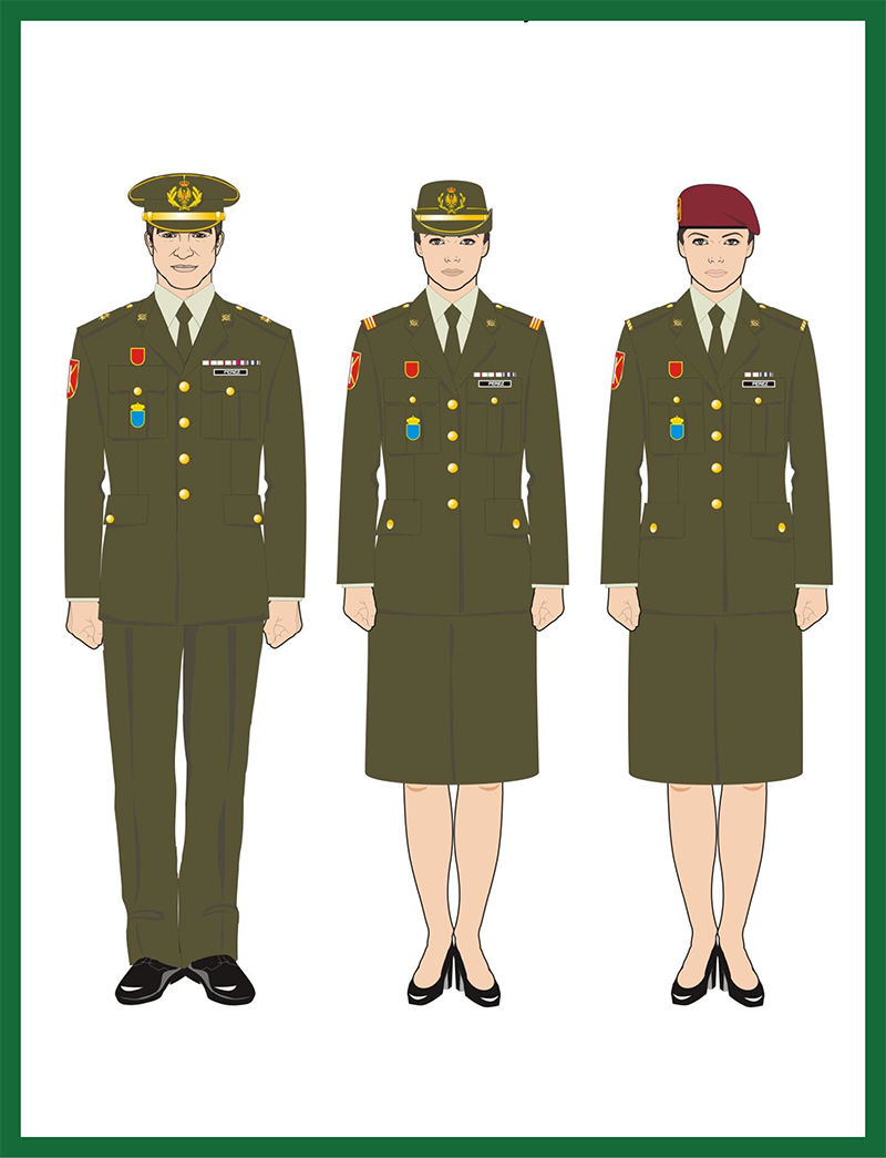 Uniforme militar de mujer y hombre de diario